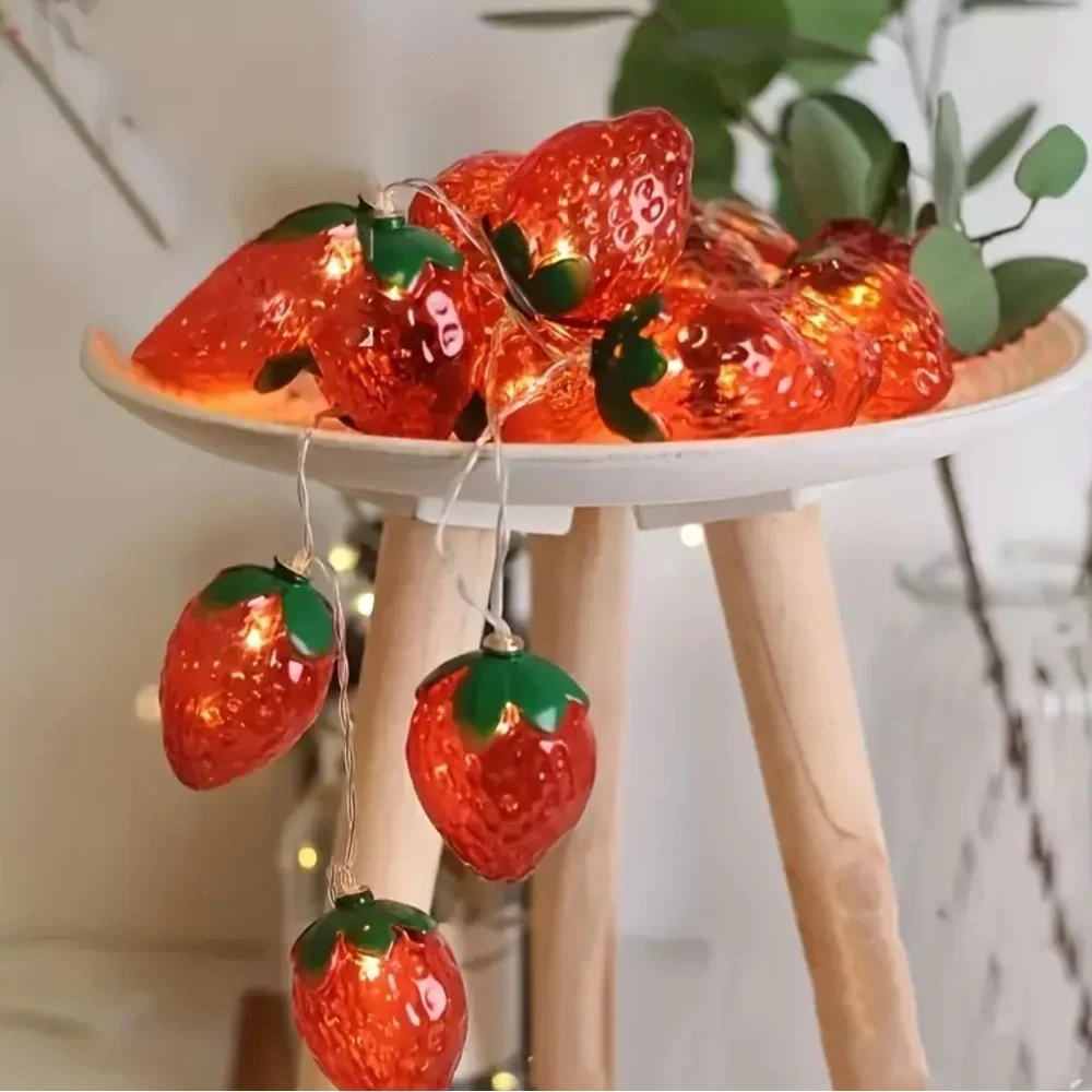 Strawberry String Lights LED 10 Bulbs Garland Christmas Party Decor